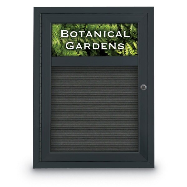 Indoor Enclosed Combo Board, 42"x32", Bronze Frame/Black Porc & Black